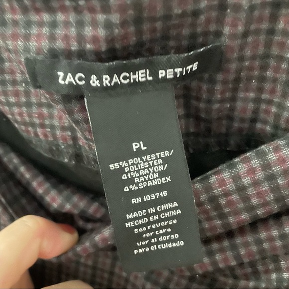 Zac & Rachel Petite Plaid Pull On Elastic Waist Ankle Dress Pants - Picture 5 of 7